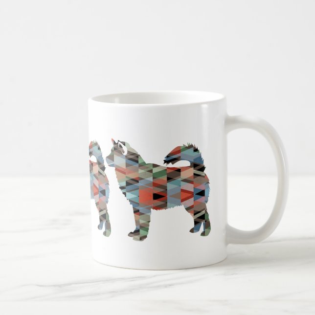 Caneca De Café Alaskan Malamute Geométrico Pattern Silhouette (Direita)