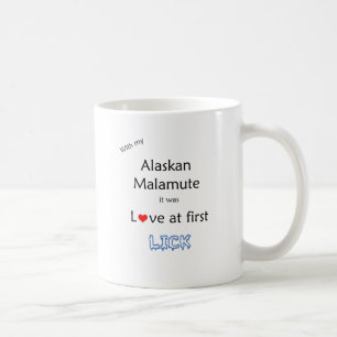 Caneca De Café Alaskan Malamute Lick Design