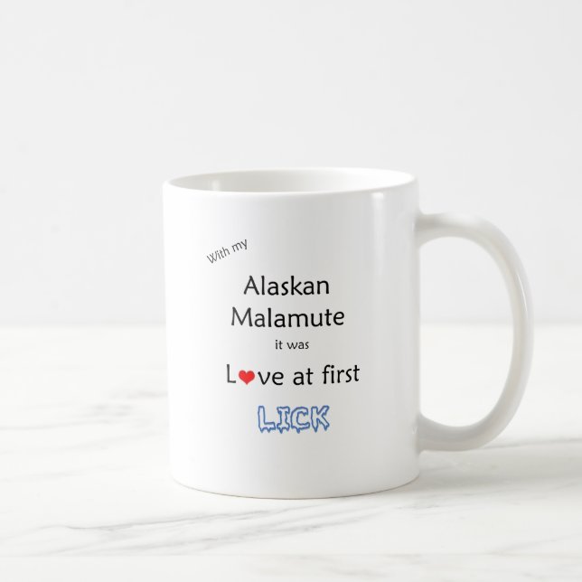 Caneca De Café Alaskan Malamute Lick Design (Direita)