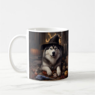 Caneca De Café Alaskan Malamute Pumpkins Halloween Scary