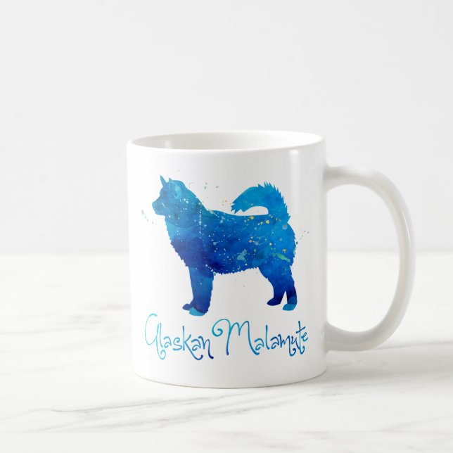 Caneca De Café Alaskan Malamute Watercolor (Direita)