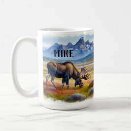 Caneca De Café Alaskan Moose Personalizada Watercolor Coffee Mug