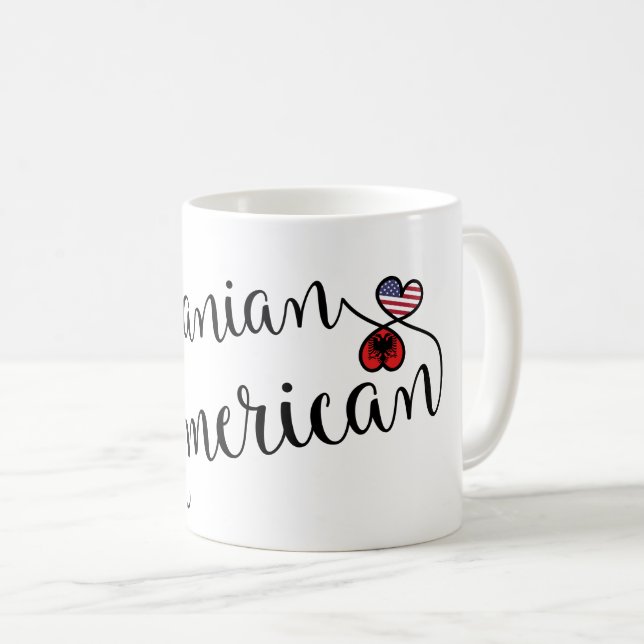 Caneca De Café Albanês American Entwined Hearts Mug (Frente Esquerda)