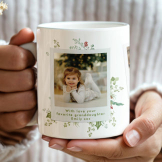 Caneca De Café Álbum de Fotografias de Natal Festivo Elegante