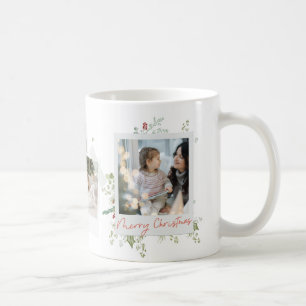 Caneca De Café Álbum de Fotos Botânico Festivo Elegante de Natal