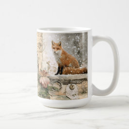 Caneca De Café Álbum de Recortes da Raposa de Inverno Cottagecore