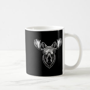 Caneca De Café Alce com óculos de esqui esquiando snowboard inver