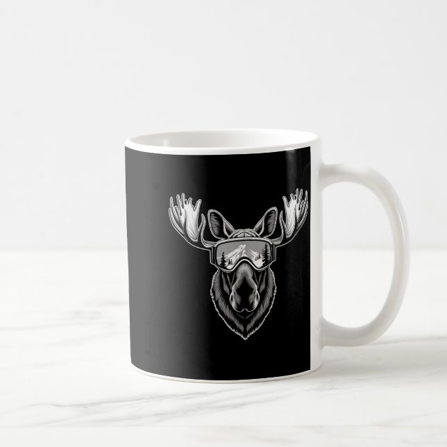 Caneca De Café Alce com óculos de esqui esquiando snowboard inver (Direita)