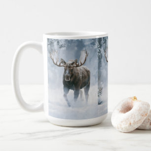 Caneca De Café Alce Macho Caminhando pela Neve Boreal