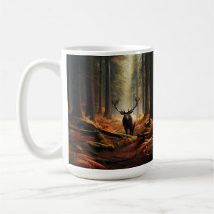 Caneca De Café Alce Macho Floresta Vibrante de Outono Vida Selvag