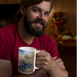 Caneca De Café Alce Majestoso em um Acampamento de Paisagem Sueca