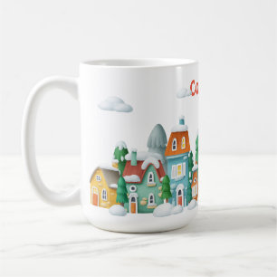 Caneca De Café Aldeia de inverno Cozy - Cena de Férias de Neve