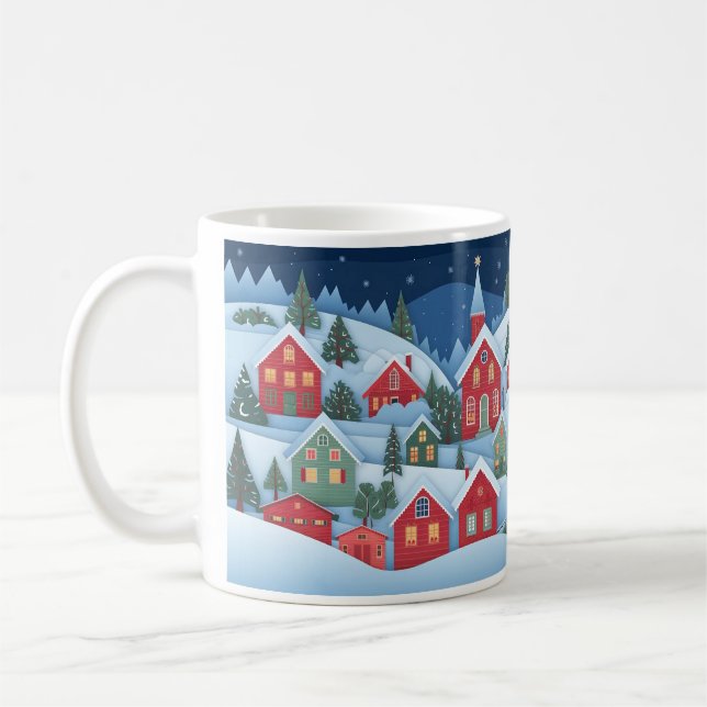 Caneca De Café Aldeia de Natal 3D com Corta de Papel (Esquerda)