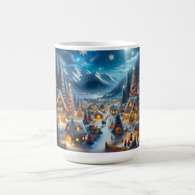 Caneca De Café Aldeia Mágica de Natal sob a Luz da Lua na Neve (Centro)
