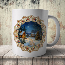 Caneca De Café Aldeia Natalina Vintage em Renda
