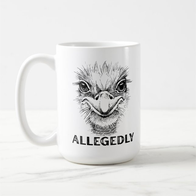 Caneca De Café Alegadamente Pássaro Engraçado De Ostrich (Esquerda)