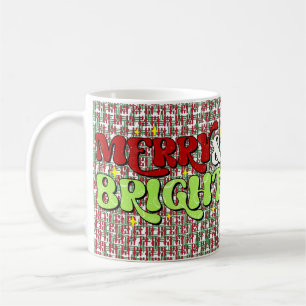 Caneca De Café Alegre & Brilhante - Natal Retro Felizes Festas