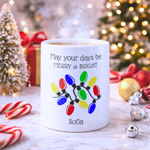 Caneca De Café Alegre e Brilhante Monograma