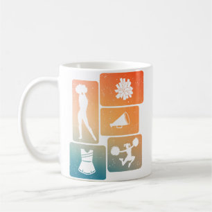 Caneca De Café Alegre líder de torcida fazendo acrobacias com ent