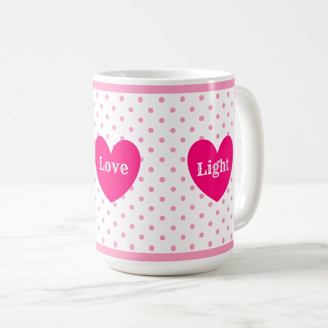 Caneca De Café Alegria Amor Luz Coração (Frente Esquerda)