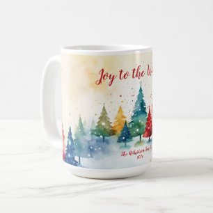 Caneca De Café Alegria ao Natal das Árvores Coloridas