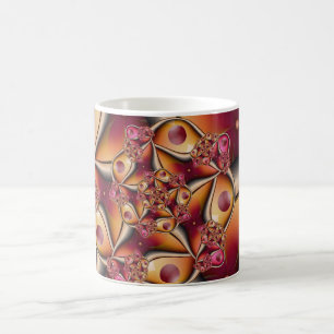 Caneca De Café Alegria Colorida Abstrata Fantasia Vermelho Laranj