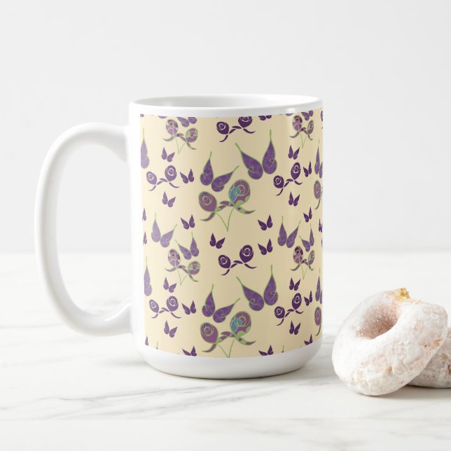 Caneca De Café Alegria de borboletas em Cream Clássica Mug (Com Donut)
