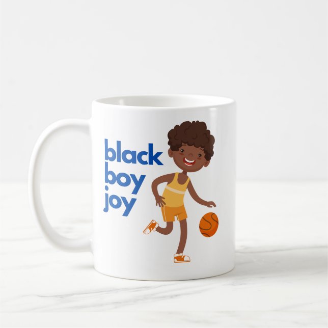 Caneca De Café Alegria de Menino Negro - Basquete (Esquerda)