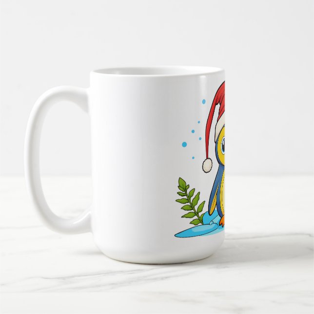 Caneca De Café Alegria de Pinguim Natalina  (Esquerda)