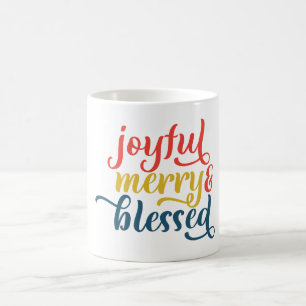 Caneca De Café Alegria, Feliz e abençoada