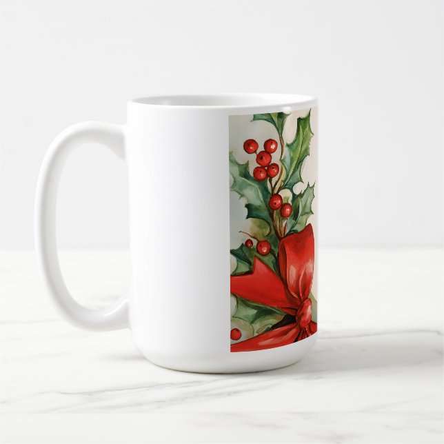 Caneca De Café Alegria Natalina em Aquarela (Esquerda)