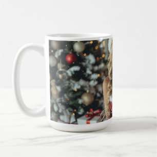 Caneca De Café ALEGRIA PARA O MUNDO - Menina do Papai Noel de Nat
