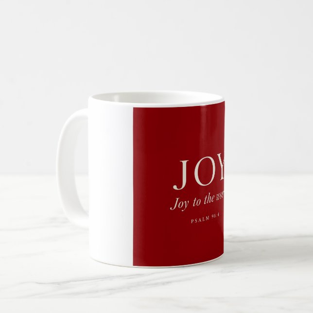 Caneca De Café ALEGRIA | Salmo 98:4 | Presente de Natal (Frente Esquerda)