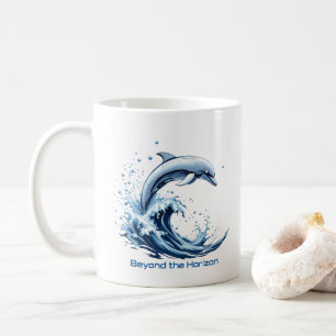 Caneca De Café Além do Horizonte - Mug de Onda de Golfinhos