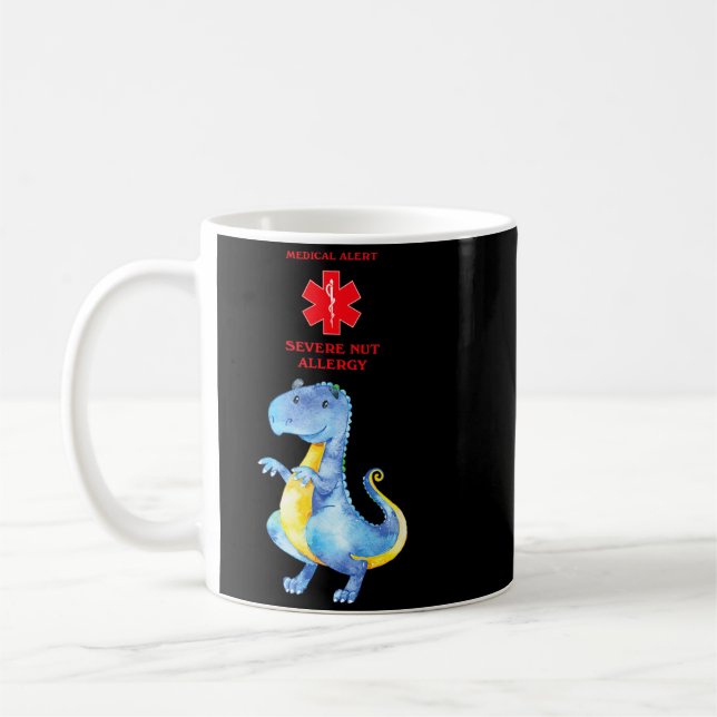 Caneca De Café Alerta Médico Alergia Grave a Nozes Com (Esquerda)