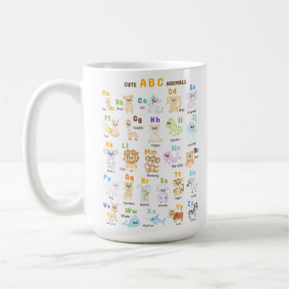 Caneca De Café Alfabeto Animal ABC Animais fofos