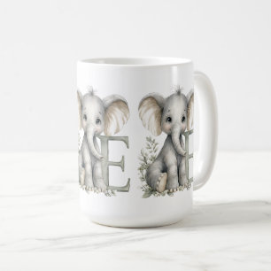 Caneca De Café Alfabeto de animais bebês em aquarela fofa Elefant