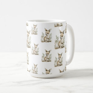 Caneca De Café Alfabeto de canguru bebê em aquarela fofa
