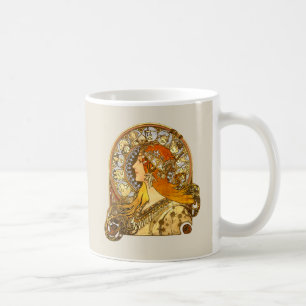 Caneca De Café Alfonse Mucha Zodiac Art Nouveau Mulher