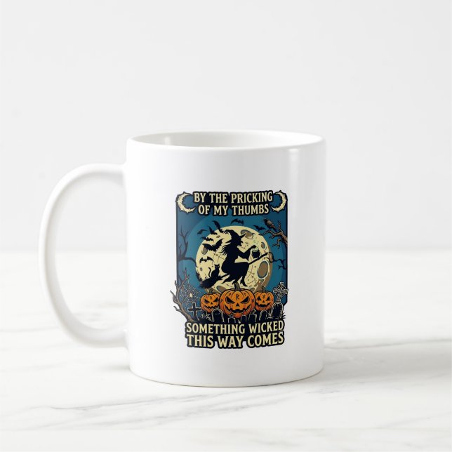 Caneca De Café Algo Mau Vem Bruxa Halloween Abóbora (Esquerda)