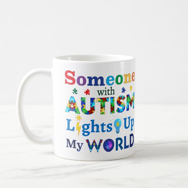 Caneca De Café Alguém com AUTISM acende meu mundo (Esquerda)