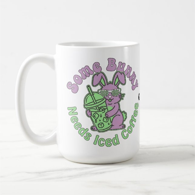 Caneca De Café Algum Coelhinho Precisa de Café Gelado Retrô Prima (Esquerda)