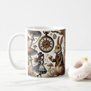 Caneca De Café Alice no País das Maravilhas Chá de Coelho Branco