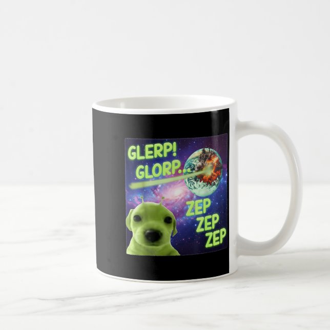 Caneca De Café Alien Dog Meme Glerp Glorp Funny Space Laser Gift  (Direita)