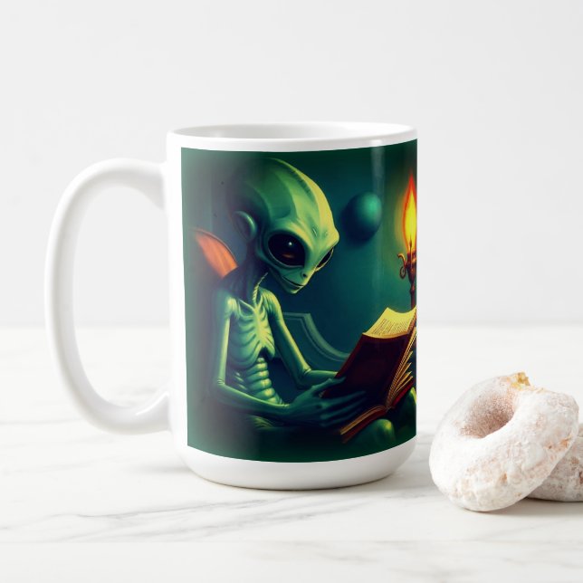 CANECA DE CAFÉ ALIEN READING (Com Donut)