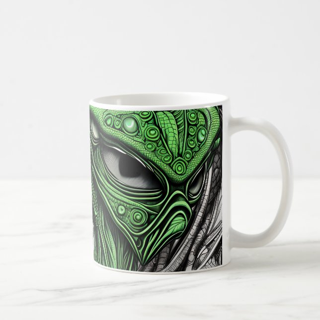 Caneca De Café Alienígena Abstrato assustadora (Direita)