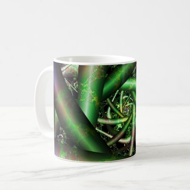 Caneca De Café Alienígena | Arte Fractal Multicolor (Frente Esquerda)