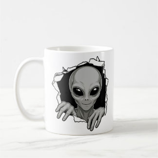Caneca De Café Alienígena Atravessando a Parede