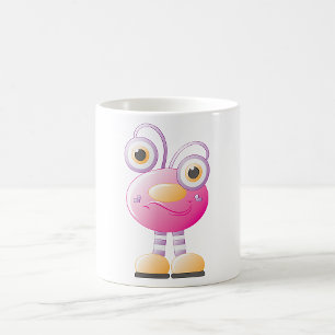 Caneca De Café Alienígena Cor-de-Rosa Bonita Com Olhos Grandes