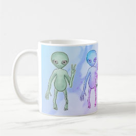 Caneca De Café Alienígena da Paz Cansado